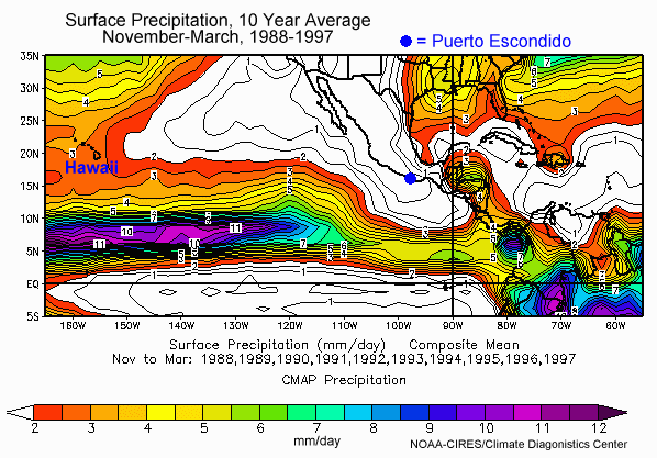 Puerto Escondido precipitation map